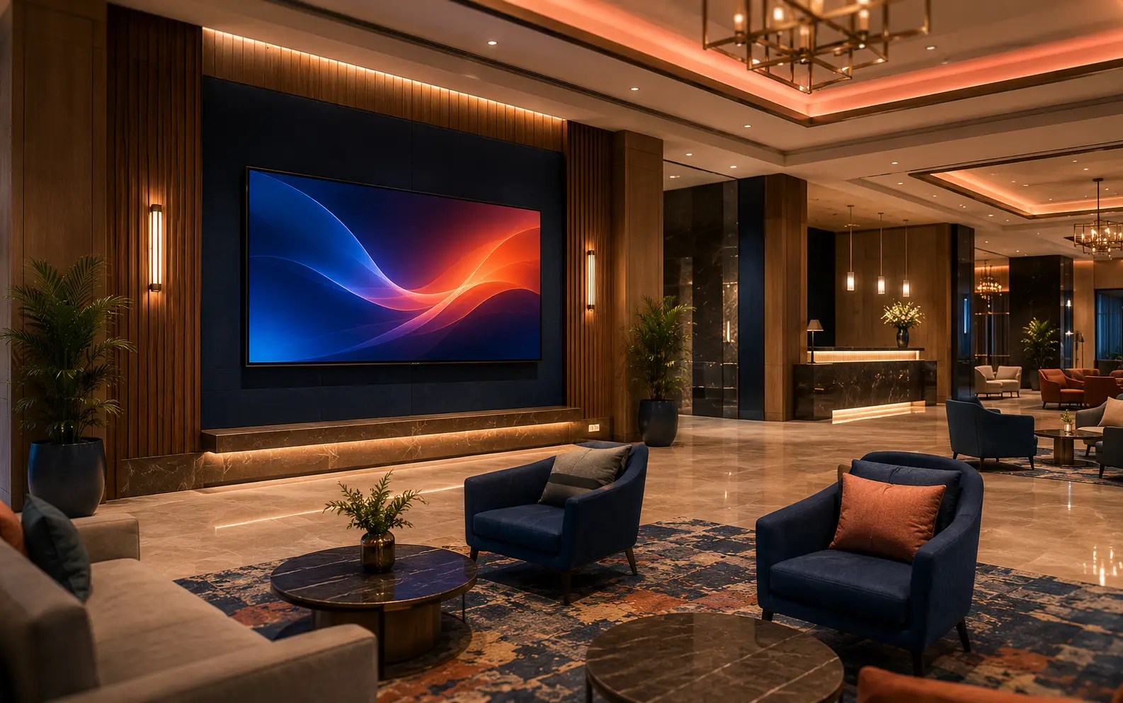 Hotel lobby AV installation